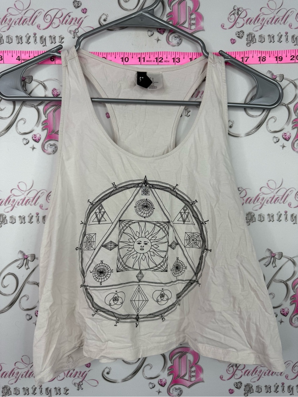 Divided tank top sun White Tank Top with Black Sun Mandala